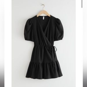 &Other Stories Puff Sleeve Wrap Mini Dress